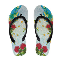 Japanese and Hawaiian Culture Fusion Flip Flops Irezumi with Turtles and Lei Kakau Pattern Fresh Vibe LT03 Multicolor - Polynesian Pride