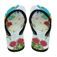 Japanese and Hawaiian Culture Fusion Flip Flops Irezumi with Turtles and Lei Kakau Pattern Fresh Vibe LT03 - Polynesian Pride