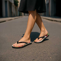 Japanese and Hawaiian Culture Fusion Flip Flops Irezumi with Turtles and Lei Kakau Pattern Sunset Vibe LT03 - Polynesian Pride