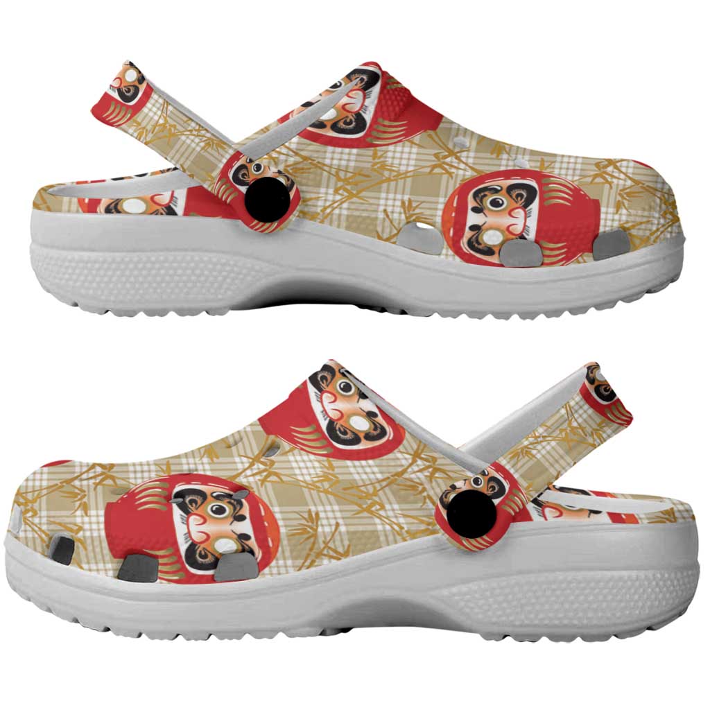 Japanese Daruma Doll Clogs Shoes Palaka With Seamless Bamboo Pattern LT14 - Polynesian Pride