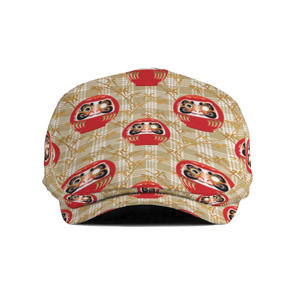 Japanese Daruma Doll Jeff Hat Palaka With Seamless Bamboo Pattern LT14 Beige - Polynesian Pride