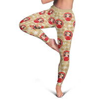 Japanese Daruma Doll Leggings Palaka With Seamless Bamboo Pattern LT14 - Polynesian Pride