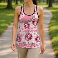 Japanese Daruma Doll Palaka Hollow Tank Top Cherry Blossoms With Shell Lei LT14 - Polynesian Pride