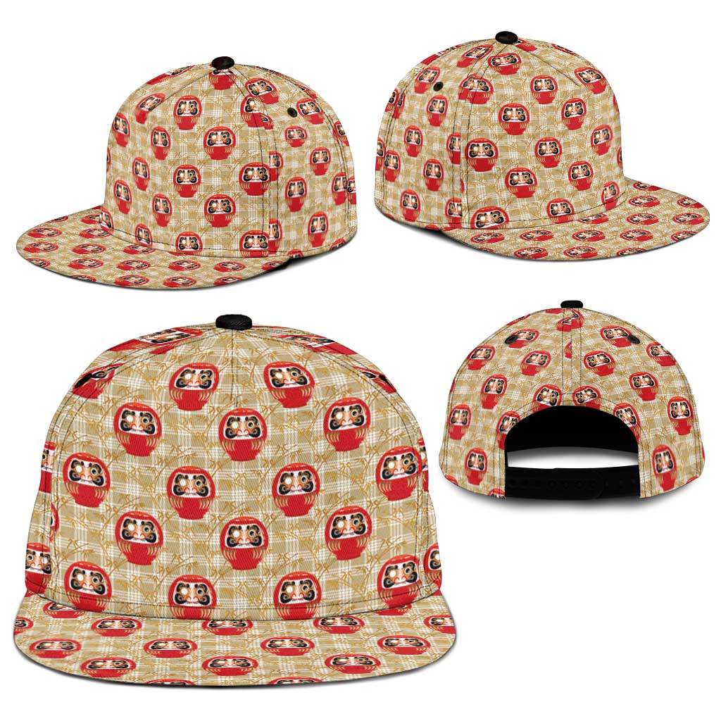 Japanese Daruma Doll Snapback Cap Palaka With Seamless Bamboo Pattern LT14 - Polynesian Pride