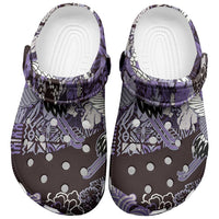 Japanese Hawaiian Crane Clogs Shoes Purple Tapa Patchwork Pattern LT9 Purple - Polynesian Pride