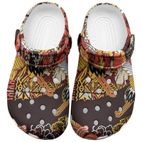 Japanese Hawaiian Crane Clogs Shoes Yellow Ochre Tapa Patchwork Pattern LT9 Yellow - Polynesian Pride