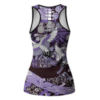 Japanese Hawaiian Crane Hollow Tank Top Purple Tapa Patchwork Pattern LT9 - Polynesian Pride