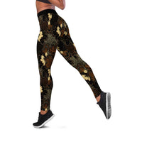 Javanese Batik Semen Leggings Indonesian Traditional Pattern LT01 Black - Polynesian Pride