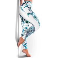 Kahui Whetu Paua Shell Kowhaiwhai Taniko Leggings Turtle Tattoo Maori Tribal Style LT9 - Polynesian Pride