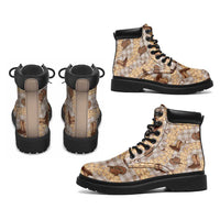 Khaki Palaka Hawaii Cowboy All Season Boots Puakenikeni Lei Paniolo Papale Seamless Vibes - Polynesian Pride
