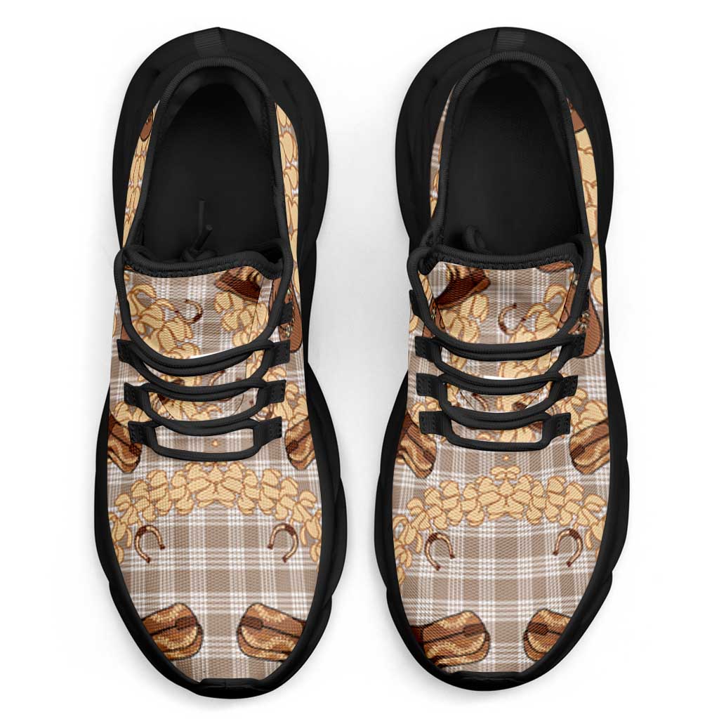 Khaki Palaka Hawaii Cowboy Clunky Sneakers Puakenikeni Lei Paniolo Papale Seamless Vibes - Polynesian Pride