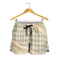 Khaki Palaka Hawaii Leis Elegant Vibes Shorts for Women LT14 - Polynesian Pride