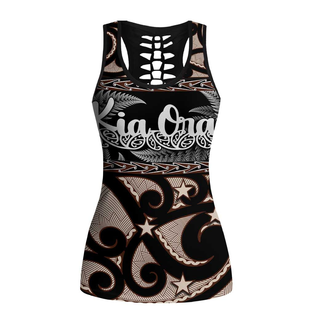 Kia Ora New Zealand Hollow Tank Top Aotearoa Proud Maori With Silver Fern - Polynesian Pride