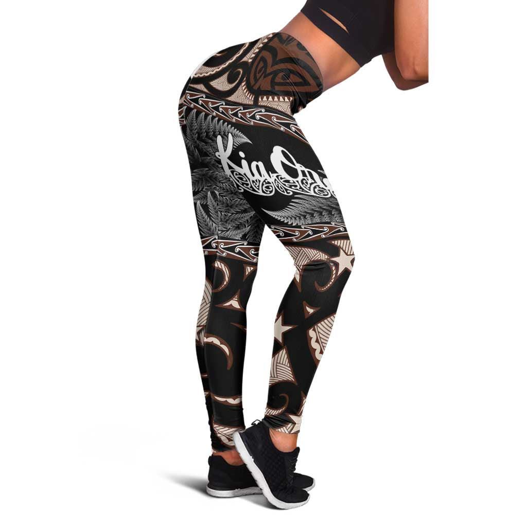 Kia Ora New Zealand Leggings Aotearoa Proud Maori With Silver Fern - Polynesian Pride