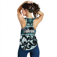 Kia Ora New Zealand Women Racerback Tank Aotearoa Proud Maori Paua Shell Silver Fern - Polynesian Pride