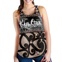 Kia Ora New Zealand Women Racerback Tank Aotearoa Proud Maori With Silver Fern - Polynesian Pride
