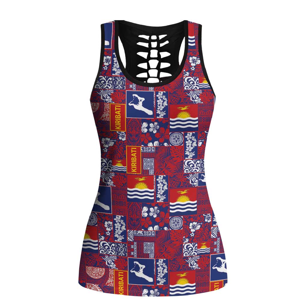 Kiribati Tekeraoi n te Kiritimati Hollow Tank Top Pacific Patchwork Xmas Vibes LT9 Female Red - Polynesian Pride
