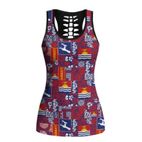 Kiribati Tekeraoi n te Kiritimati Hollow Tank Top Pacific Patchwork Xmas Vibes LT9 Female Red - Polynesian Pride
