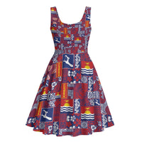 Kiribati Tekeraoi n te Kiritimati Midi Dress Pacific Patchwork Xmas Vibes - Polynesian Pride