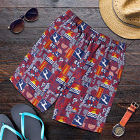 Kiribati Tekeraoi n te Kiritimati Shorts for Men Pacific Patchwork Xmas Vibes LT9 Red - Polynesian Pride
