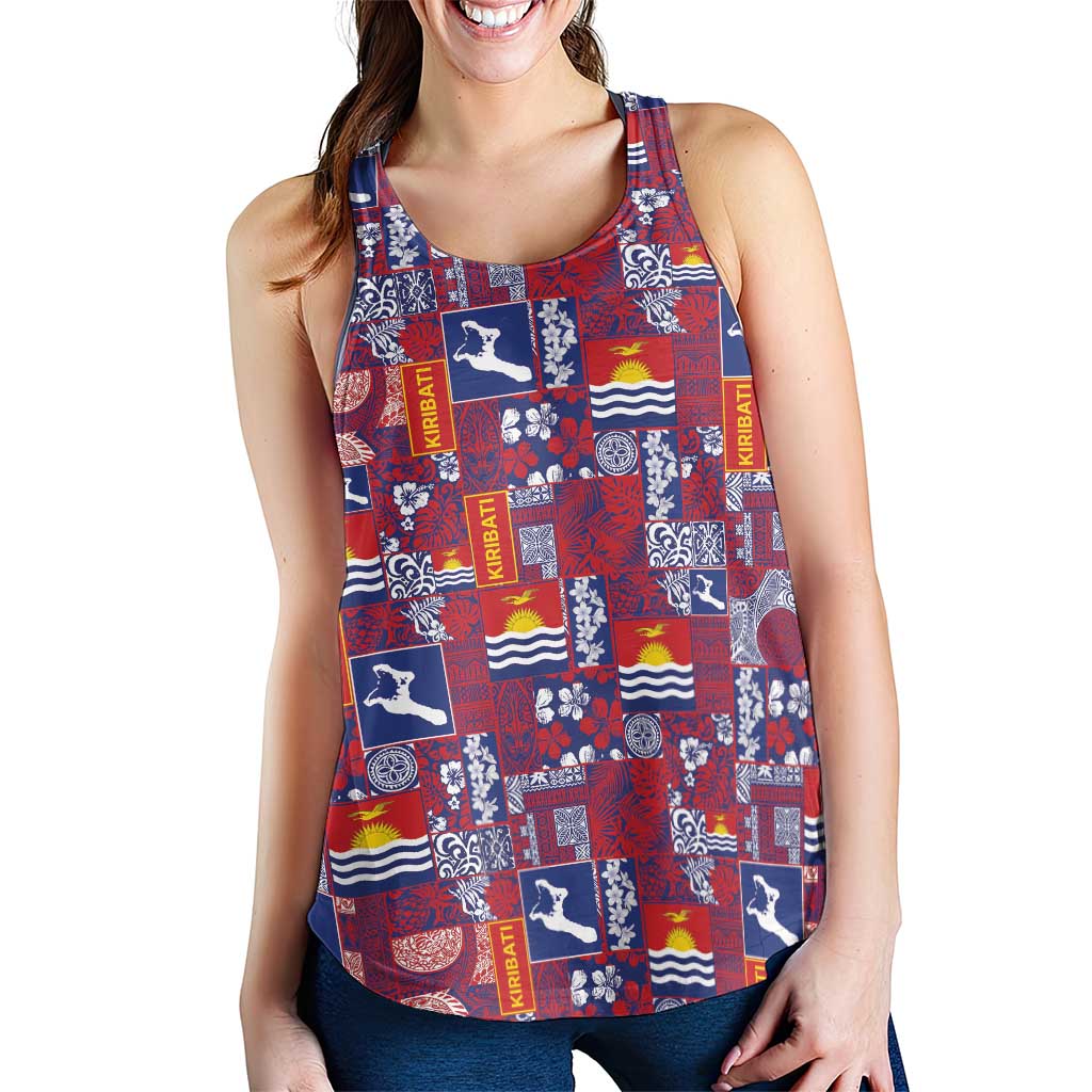 Kiribati Tekeraoi n te Kiritimati Women Racerback Tank Pacific Patchwork Xmas Vibes LT9 - Polynesian Pride