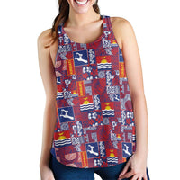 Kiribati Tekeraoi n te Kiritimati Women Racerback Tank Pacific Patchwork Xmas Vibes LT9 - Polynesian Pride