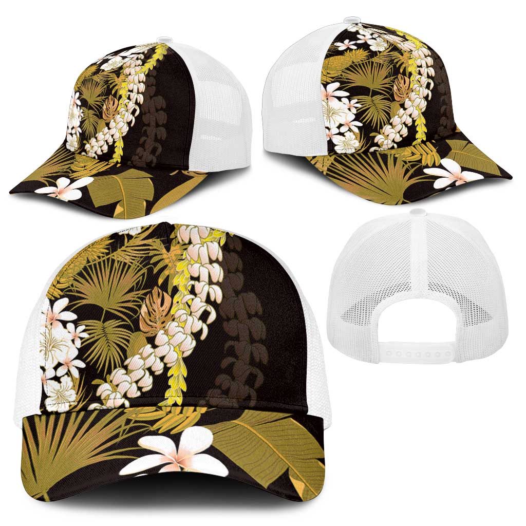 Kula Aloha Hawaii Lei Mesh Trucker Cap Tropical Flowers Elegant Vibe - Polynesian Pride
