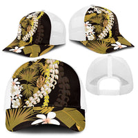 Kula Aloha Hawaii Lei Mesh Trucker Cap Tropical Flowers Elegant Vibe - Polynesian Pride