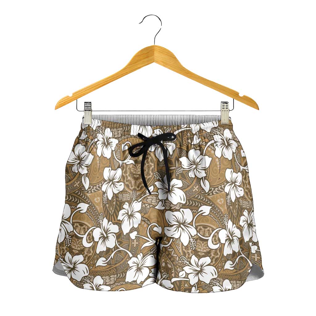 Kuvui Bula Fiji Shorts for Women Fijian Tapa Seamless Hibiscus - Polynesian Pride