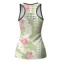 Leaf Green Hawaii Anthurium Plumeria Lei Hollow Tank Top LT9 - Polynesian Pride