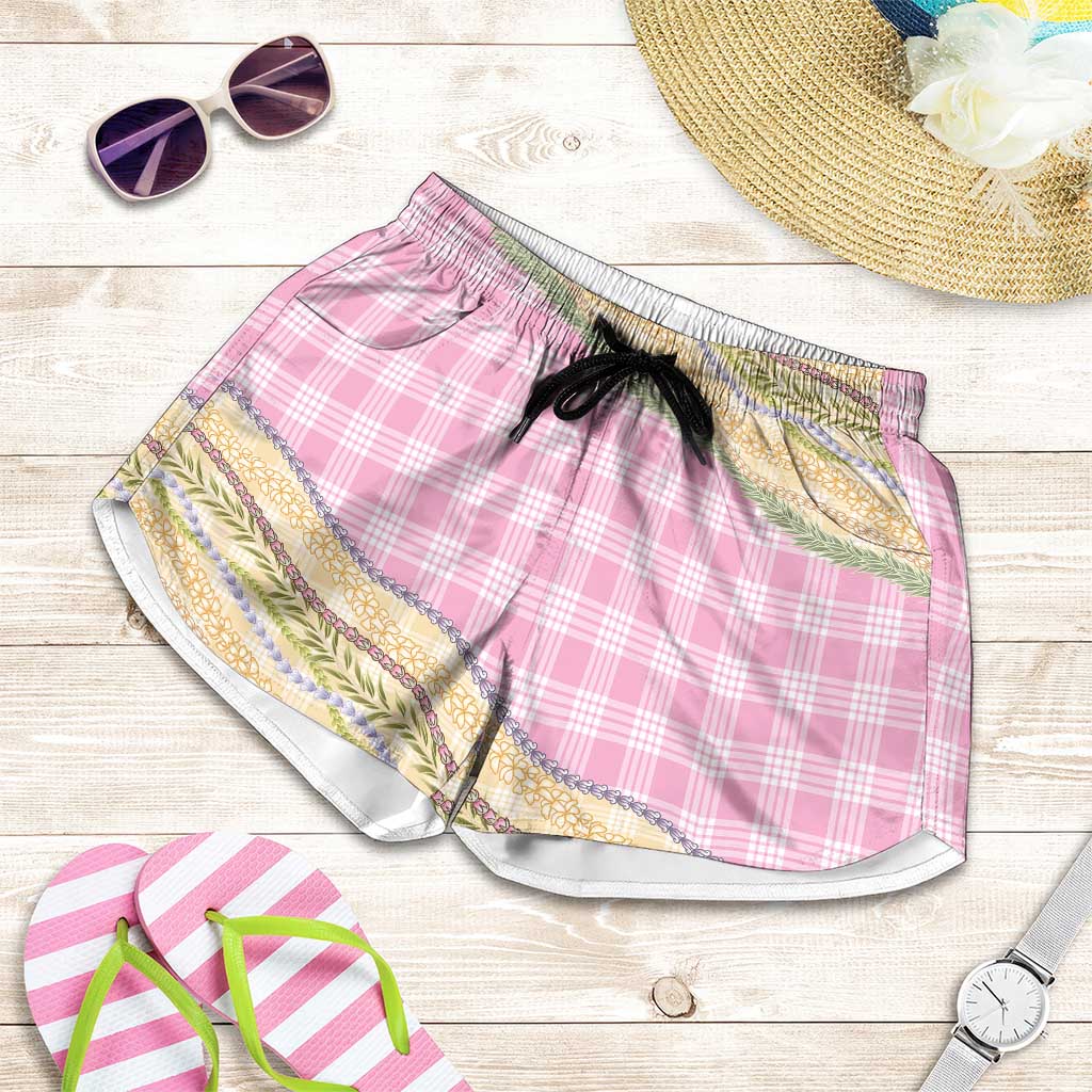 Light Pink Palaka Hawaii Leis Elegant Vibes Shorts for Women LT14 Light Pink - Polynesian Pride