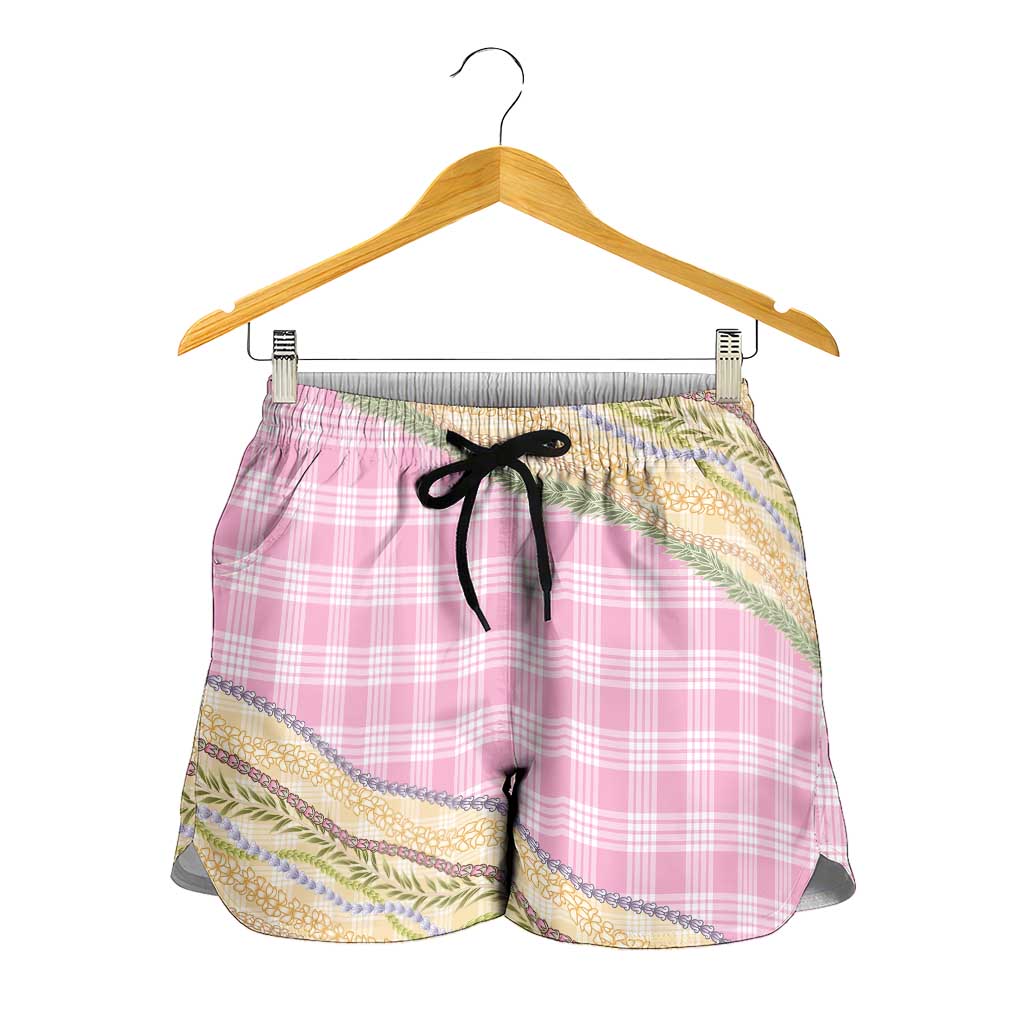 Light Pink Palaka Hawaii Leis Elegant Vibes Shorts for Women LT14 - Polynesian Pride