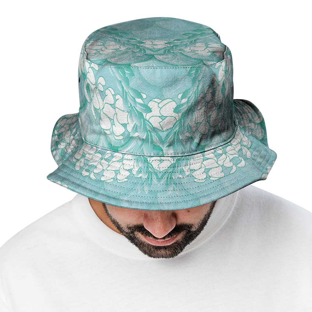 Light Turquoise Mermaid Puakenikeni Maile Lei Bucket Hat LT01 - Polynesian Pride