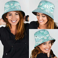 Light Turquoise Mermaid Puakenikeni Maile Lei Bucket Hat LT01 - Polynesian Pride