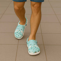 Light Turquoise Mermaid Puakenikeni Maile Lei Clogs Shoes LT01 - Polynesian Pride