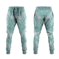 Light Turquoise Mermaid Puakenikeni Maile Lei Jogger Pants LT01 Turquoise - Polynesian Pride
