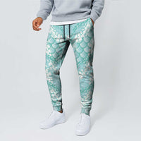 Light Turquoise Mermaid Puakenikeni Maile Lei Jogger Pants LT01 - Polynesian Pride