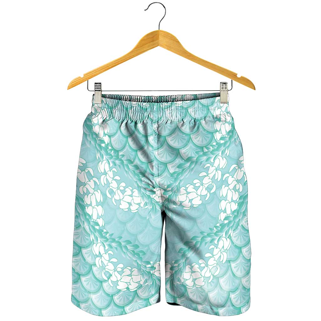 Light Turquoise Mermaid Puakenikeni Maile Lei Shorts for Men LT01 - Polynesian Pride