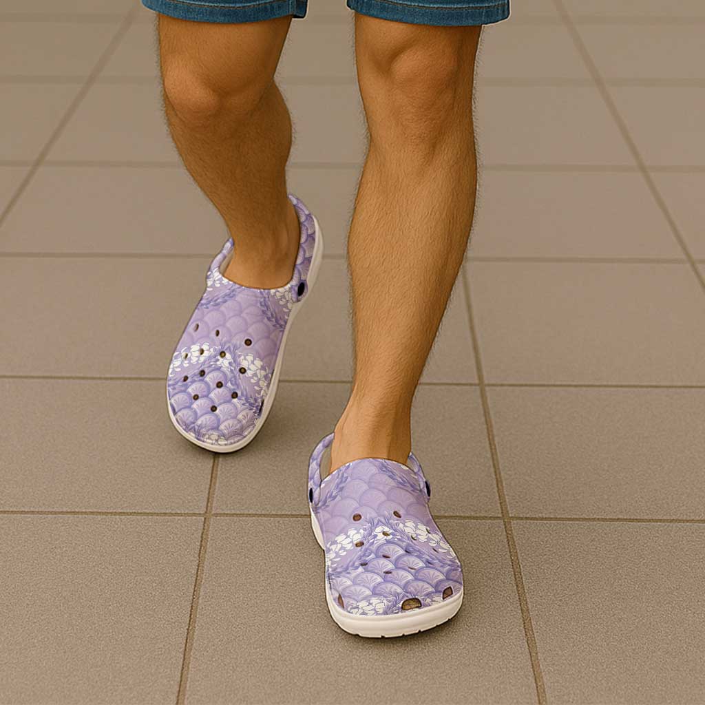 Lilac Mermaid Puakenikeni Maile Lei Clogs Shoes LT01 - Polynesian Pride