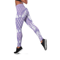Lilac Mermaid Puakenikeni Maile Lei Leggings LT01 Purple - Polynesian Pride
