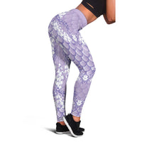 Lilac Mermaid Puakenikeni Maile Lei Leggings LT01 - Polynesian Pride