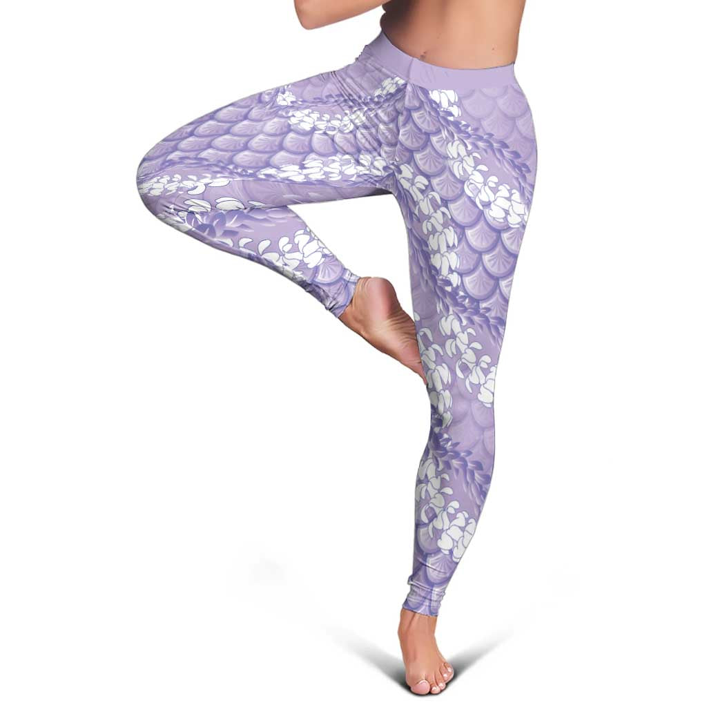 Lilac Mermaid Puakenikeni Maile Lei Leggings LT01 - Polynesian Pride