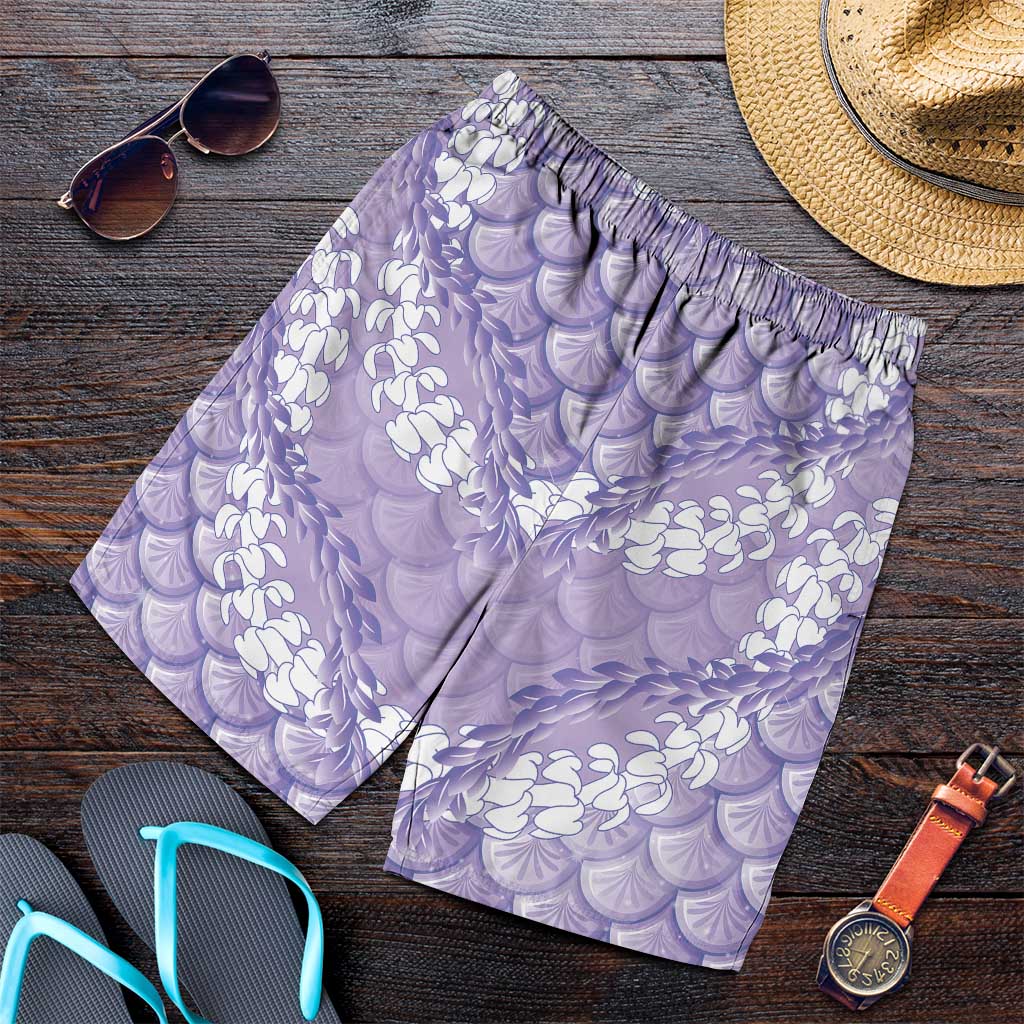 Lilac Mermaid Puakenikeni Maile Lei Shorts for Men LT01 Purple - Polynesian Pride