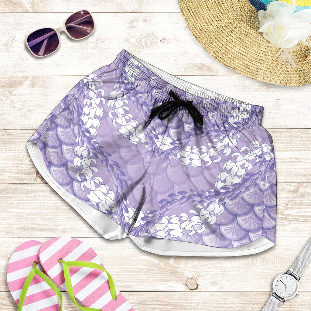 Lilac Mermaid Puakenikeni Maile Lei Shorts for Women LT01 Purple - Polynesian Pride