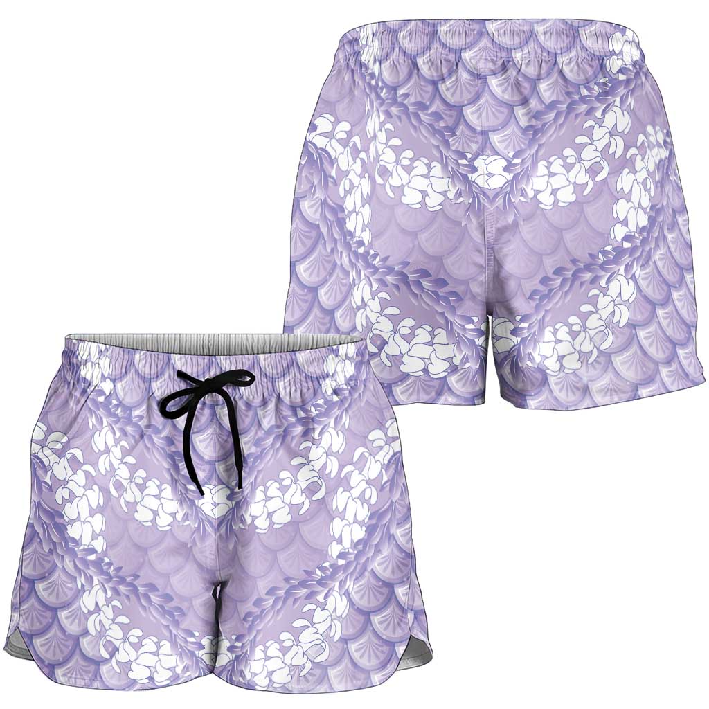 Lilac Mermaid Puakenikeni Maile Lei Shorts for Women LT01 - Polynesian Pride