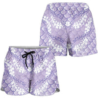 Lilac Mermaid Puakenikeni Maile Lei Shorts for Women LT01 - Polynesian Pride