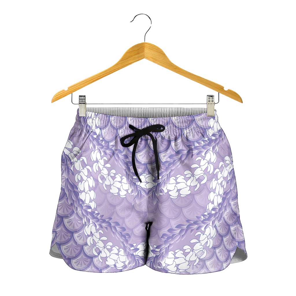 Lilac Mermaid Puakenikeni Maile Lei Shorts for Women LT01 - Polynesian Pride