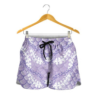 Lilac Mermaid Puakenikeni Maile Lei Shorts for Women LT01 - Polynesian Pride
