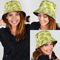 Lime Green Hawaii Kalo Palaka Motifs Bucket Hat Hawaiian Taro Leaves Elegant Vibes LT14 - Polynesian Pride