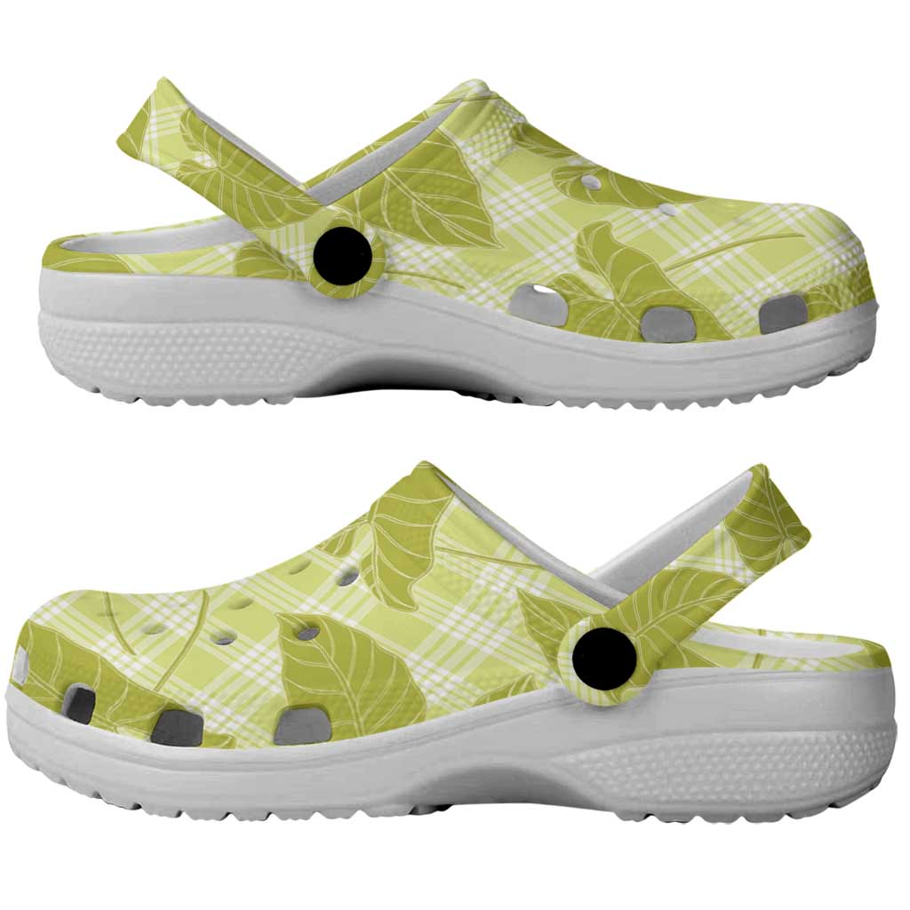Lime Green Hawaii Kalo Palaka Motifs Clogs Shoes Hawaiian Taro Leaves Elegant Vibes LT14 - Polynesian Pride